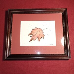 Framed Original Autumn Leaf Watercolor Painting 10.5 X 13 Mol Cami Monet Webb